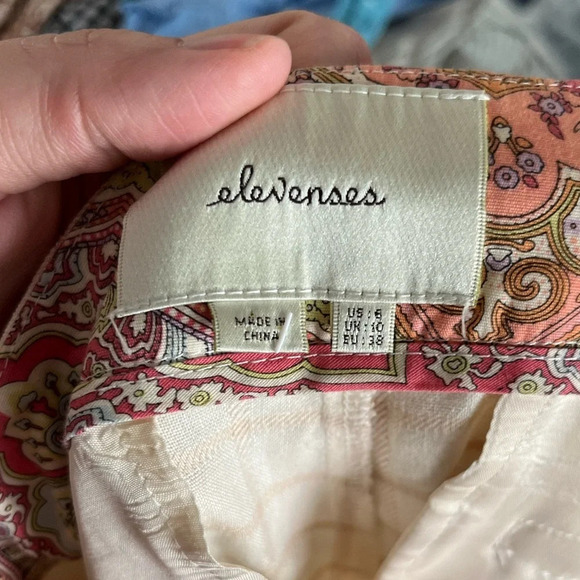 Anthropologie Pants Women's 6 Elevenses Windowpane Culottes Linen Blend Coastal - Picture 9 of 11